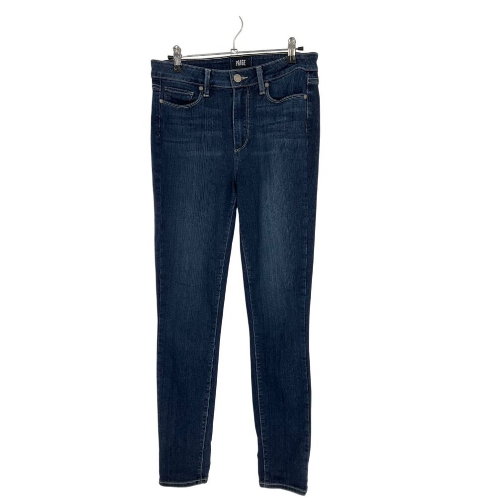 Paige Hoxton Ankle Mid-Rise Dark Wash Skinny Jeans Womens 28 Classic denim